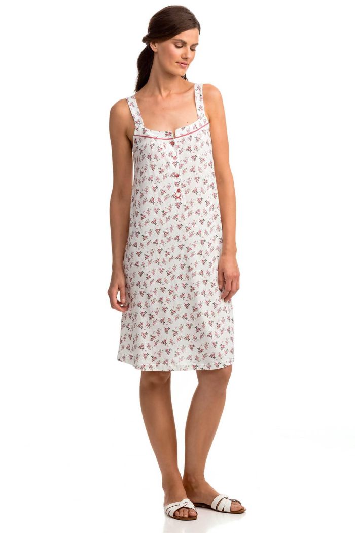 Sleeveless Floral Nightgown with Buttons