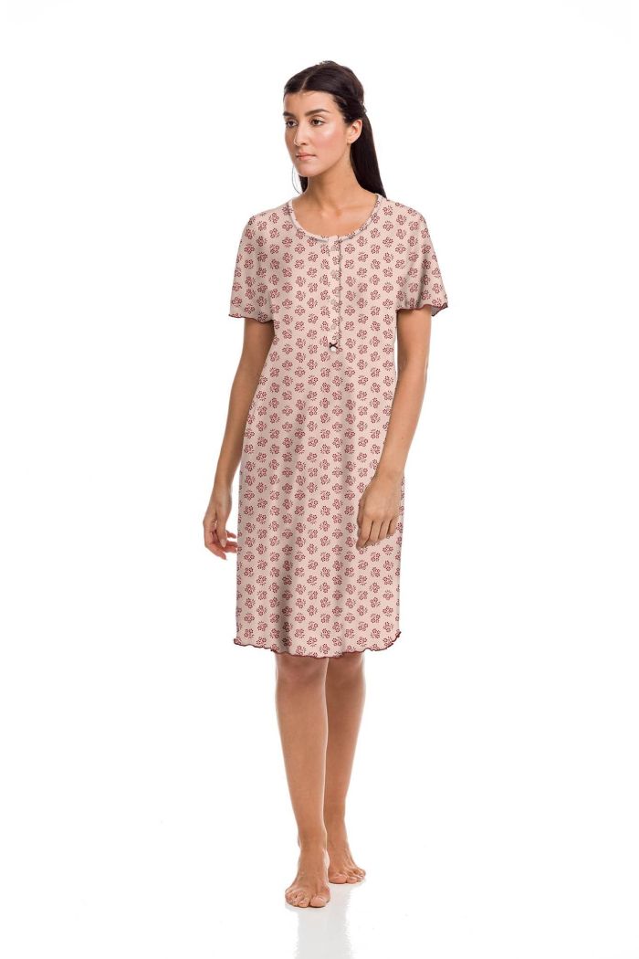 Floral Nightgown with Button Placket