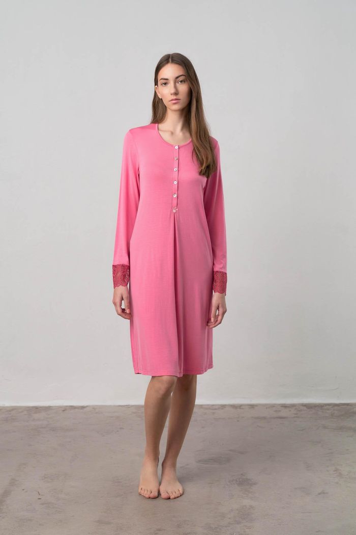 Nightgown with button placket