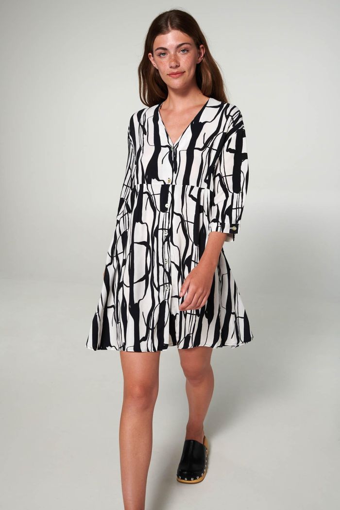 Printed Buttoned Dress