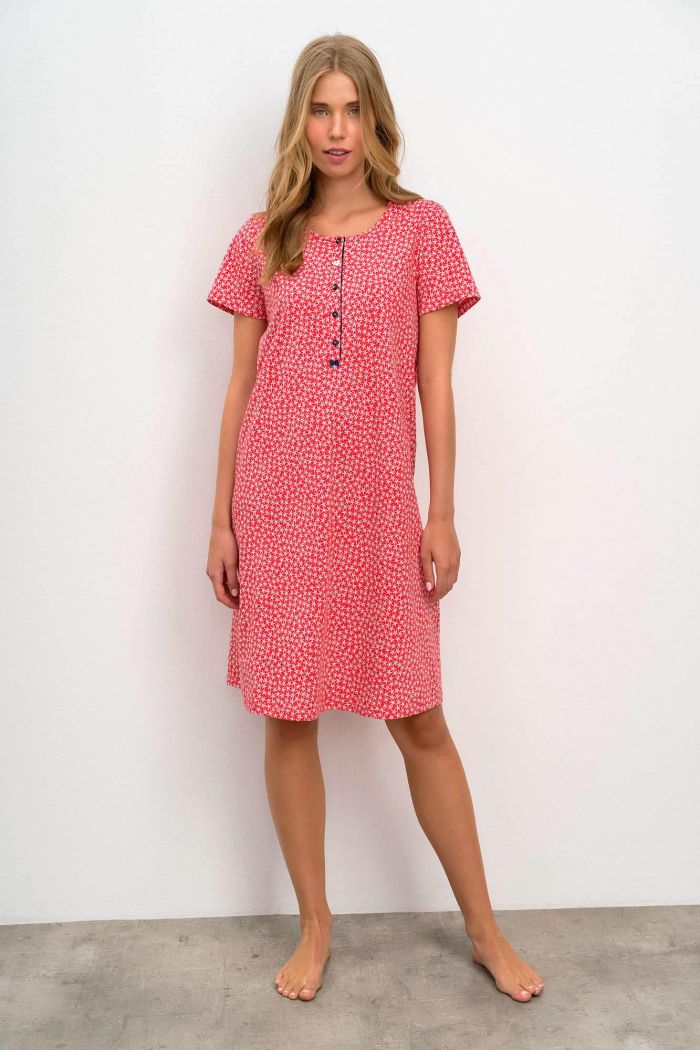 Printed Nightgown with Button Placket