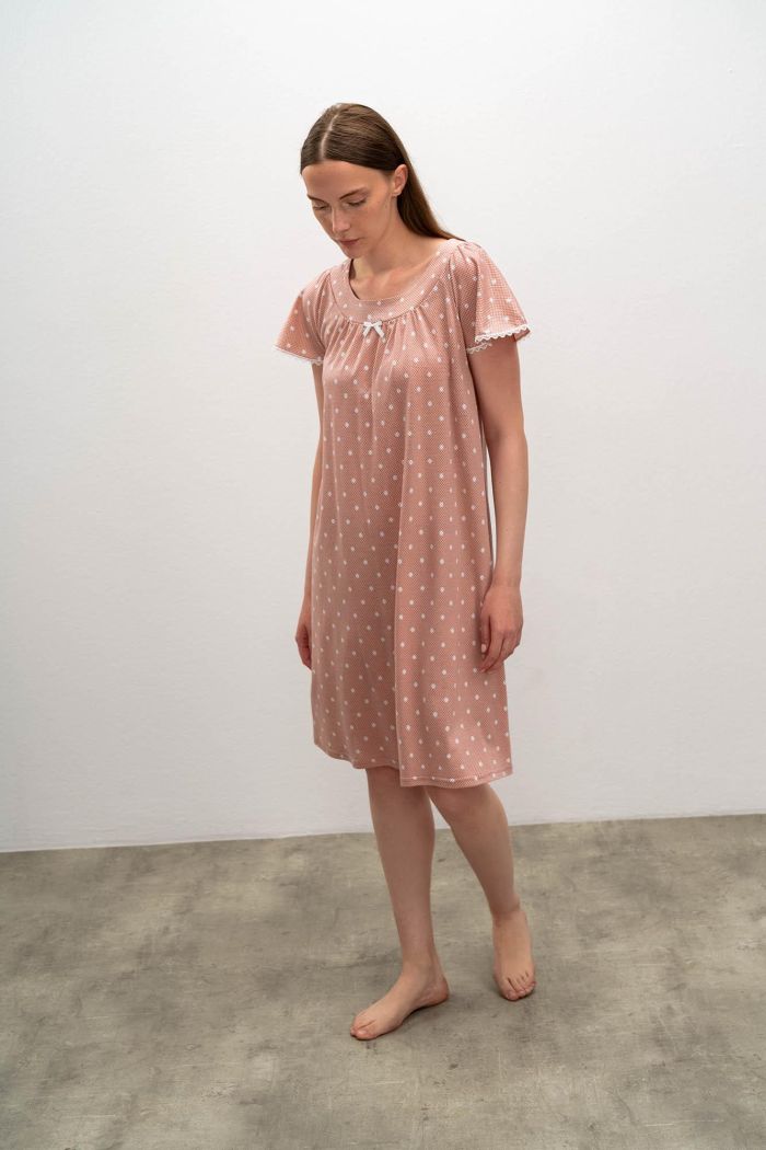 Short Sleeve Nightgown with Polka Dots