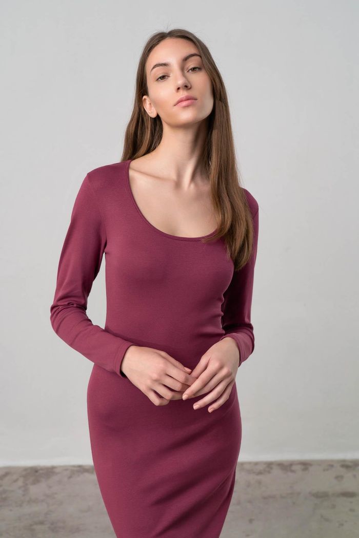 Plain Dress with Long Sleeves
