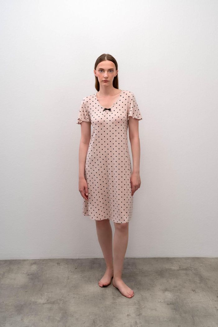Short Sleeve Nightgown with Polka Dots