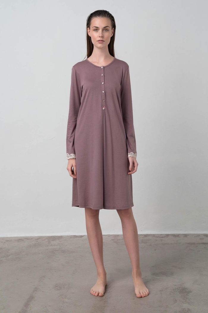 Plain Nightgown with Button Placket