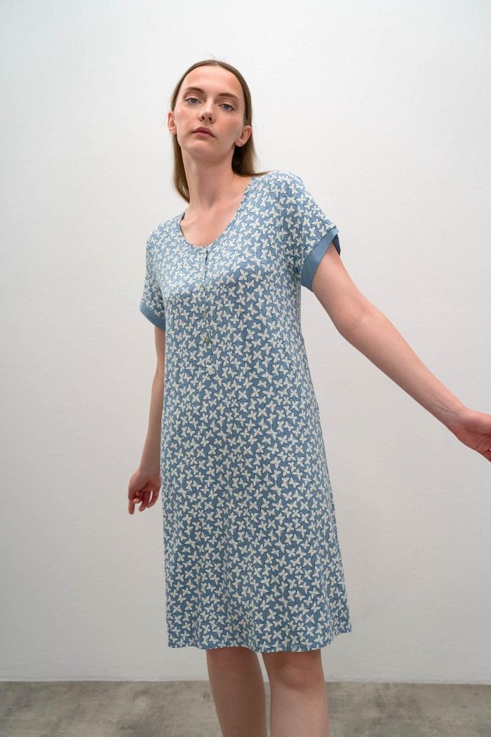 Printed Nightgown with Placket