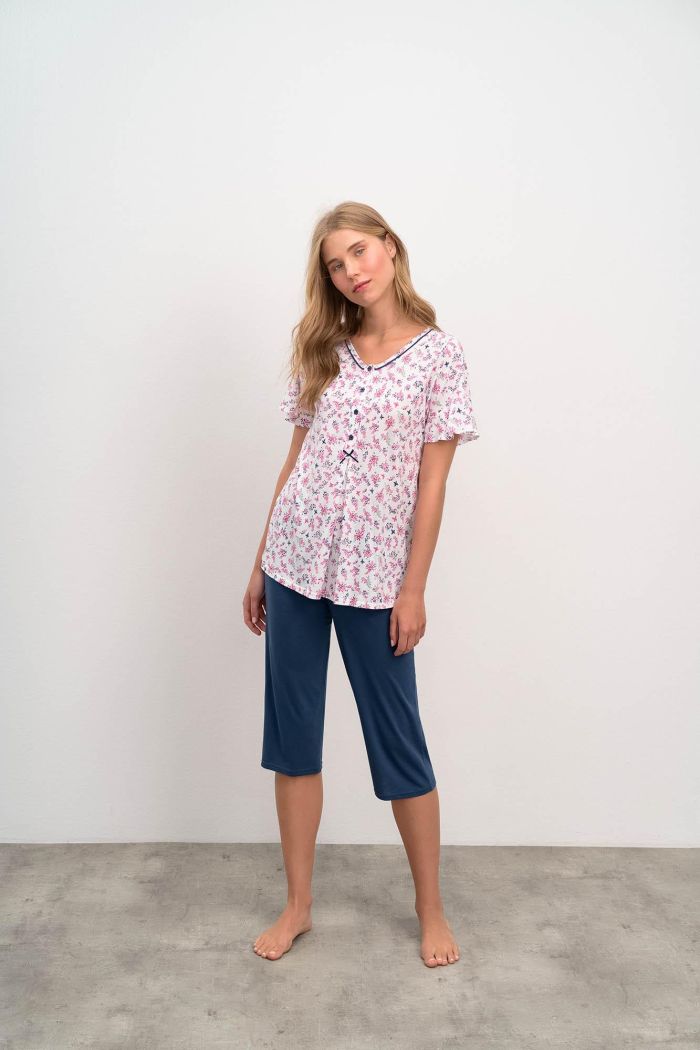 Short Sleeve  Floral Pyjamas with Buttons