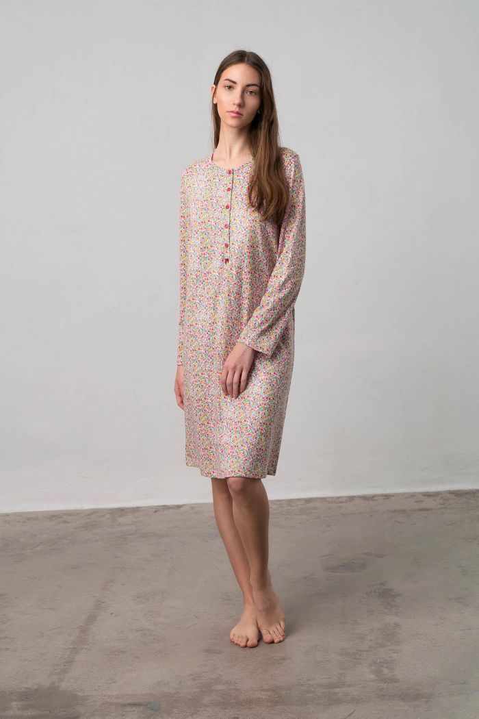Floral Nightgown with Buttons