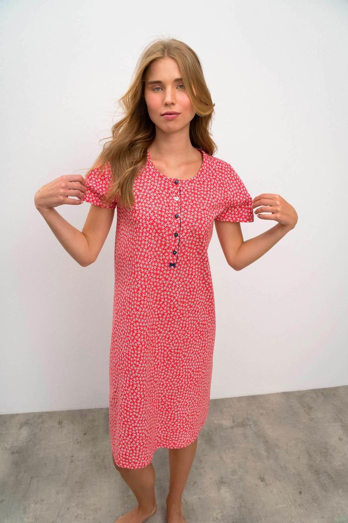 Printed Nightgown with Button Placket