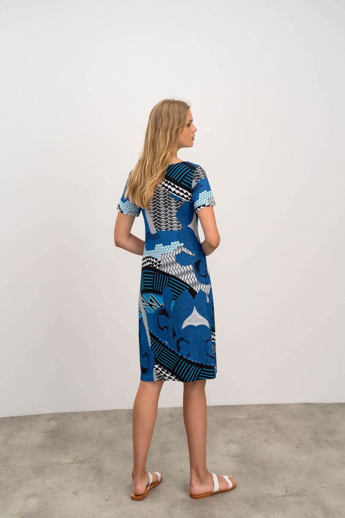 Printed Dress with Short Sleeves