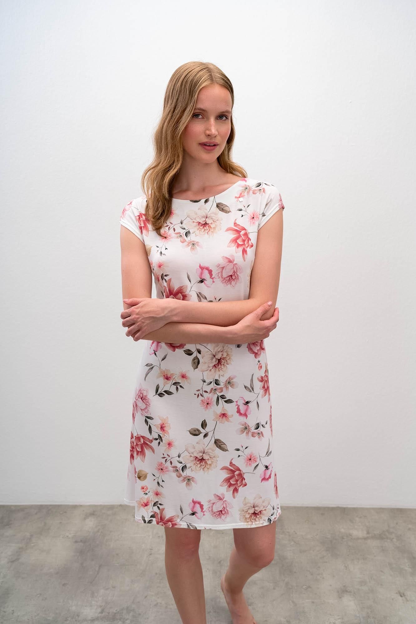 Short Sleeve Floral Nightgown