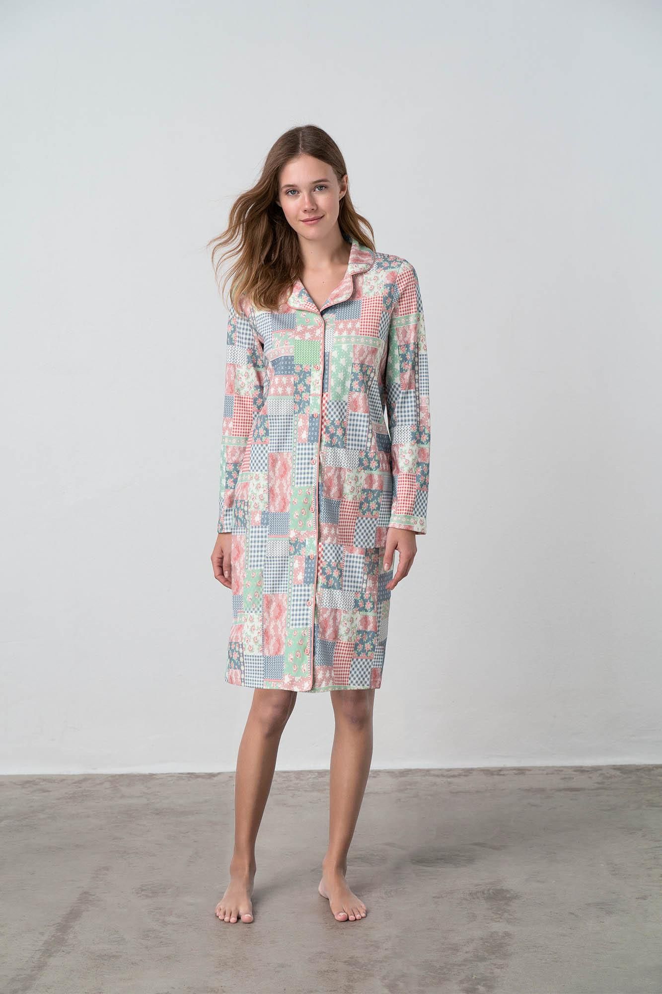 Printed Nightgown With Buttons