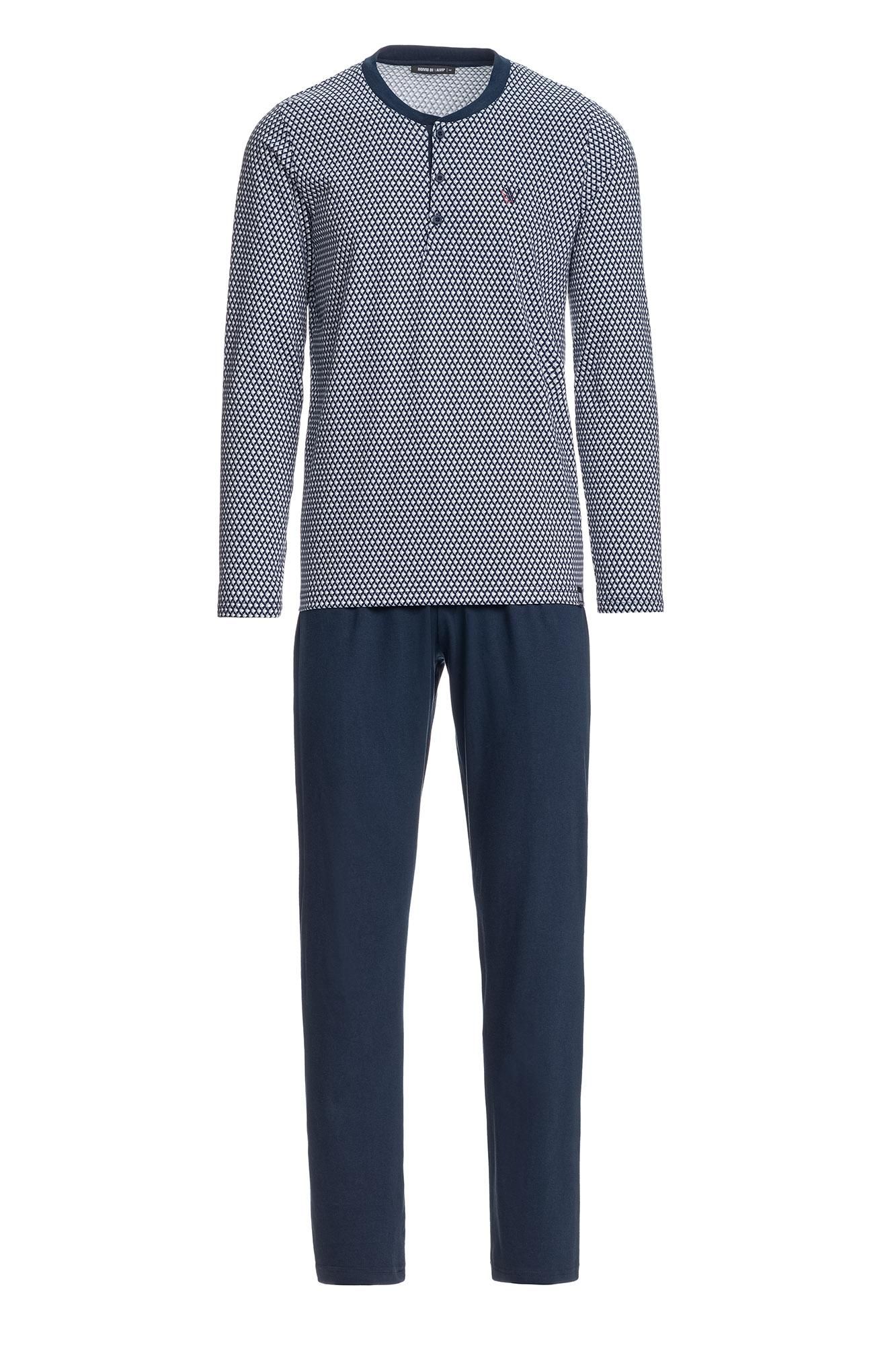 Men’s Patterned Pyjamas with Button Placket Plus Size