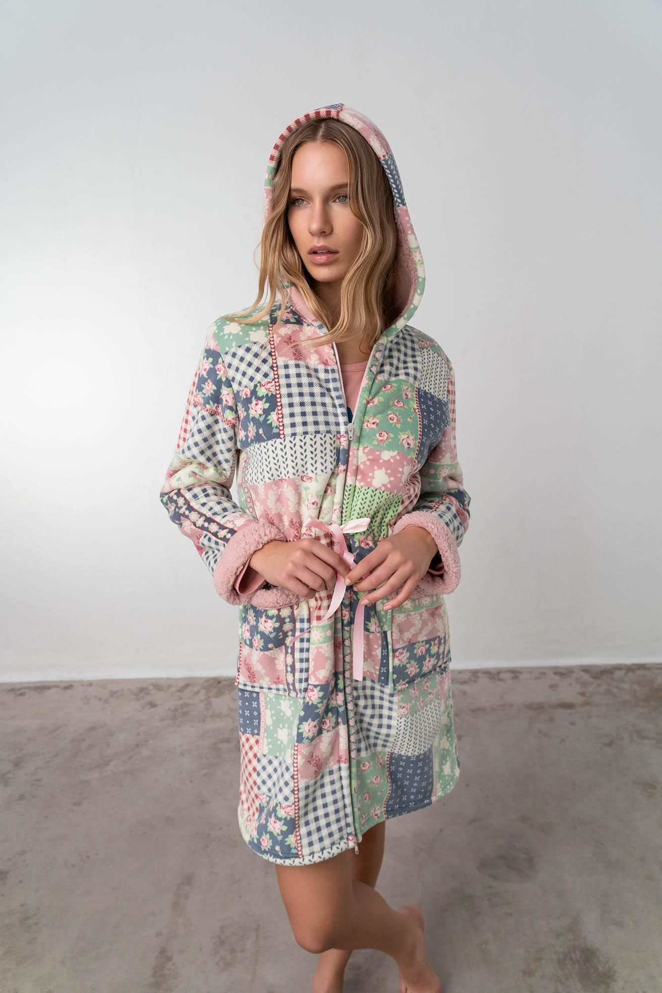 Printed Robe with Zipper