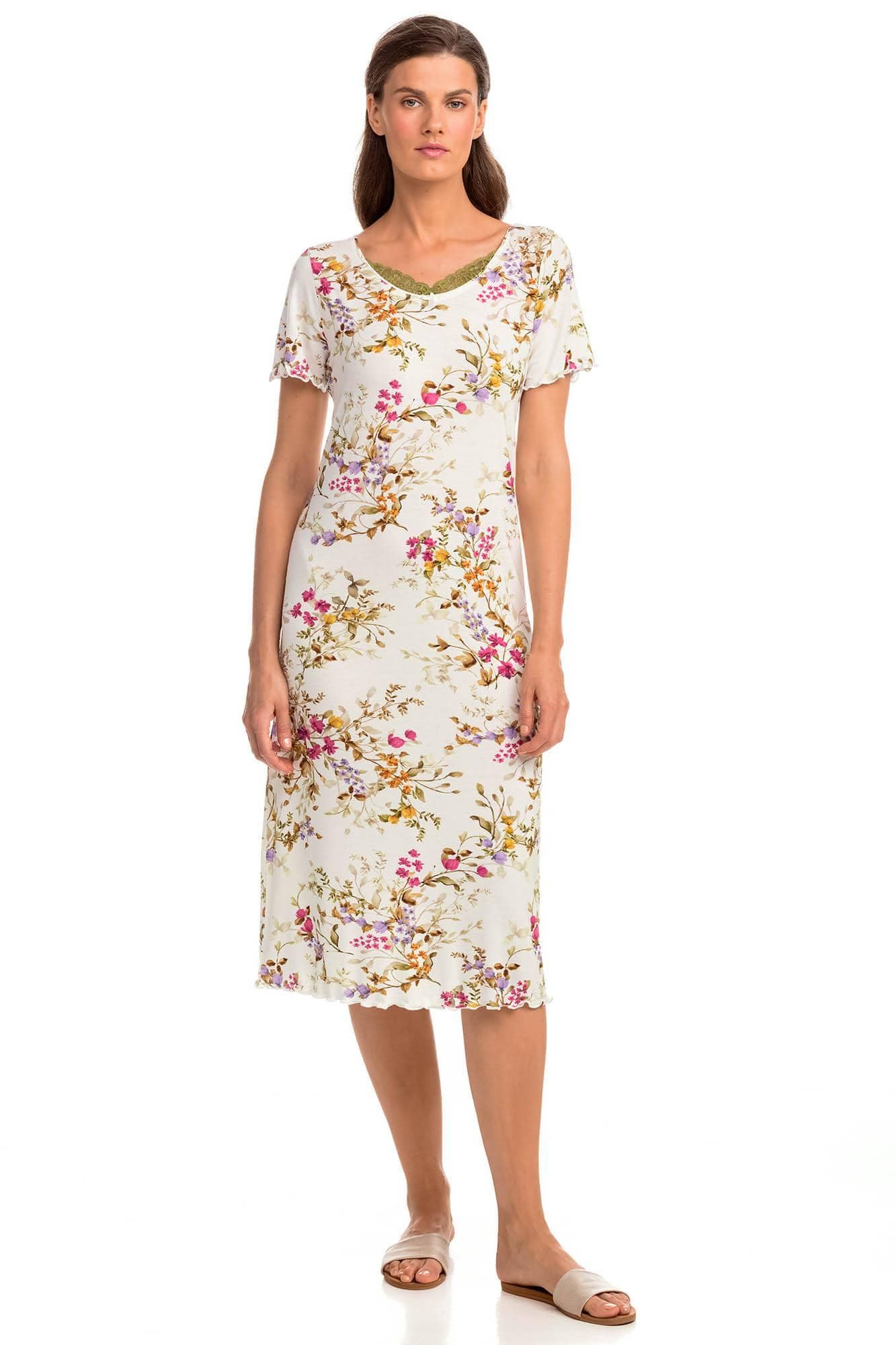 Floral Nightgown with Lace Details