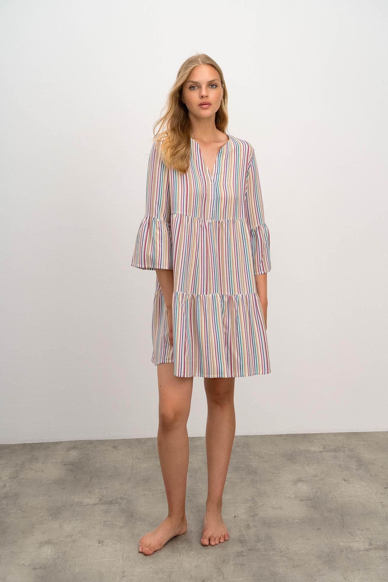 Printed Nightgown with Stripes