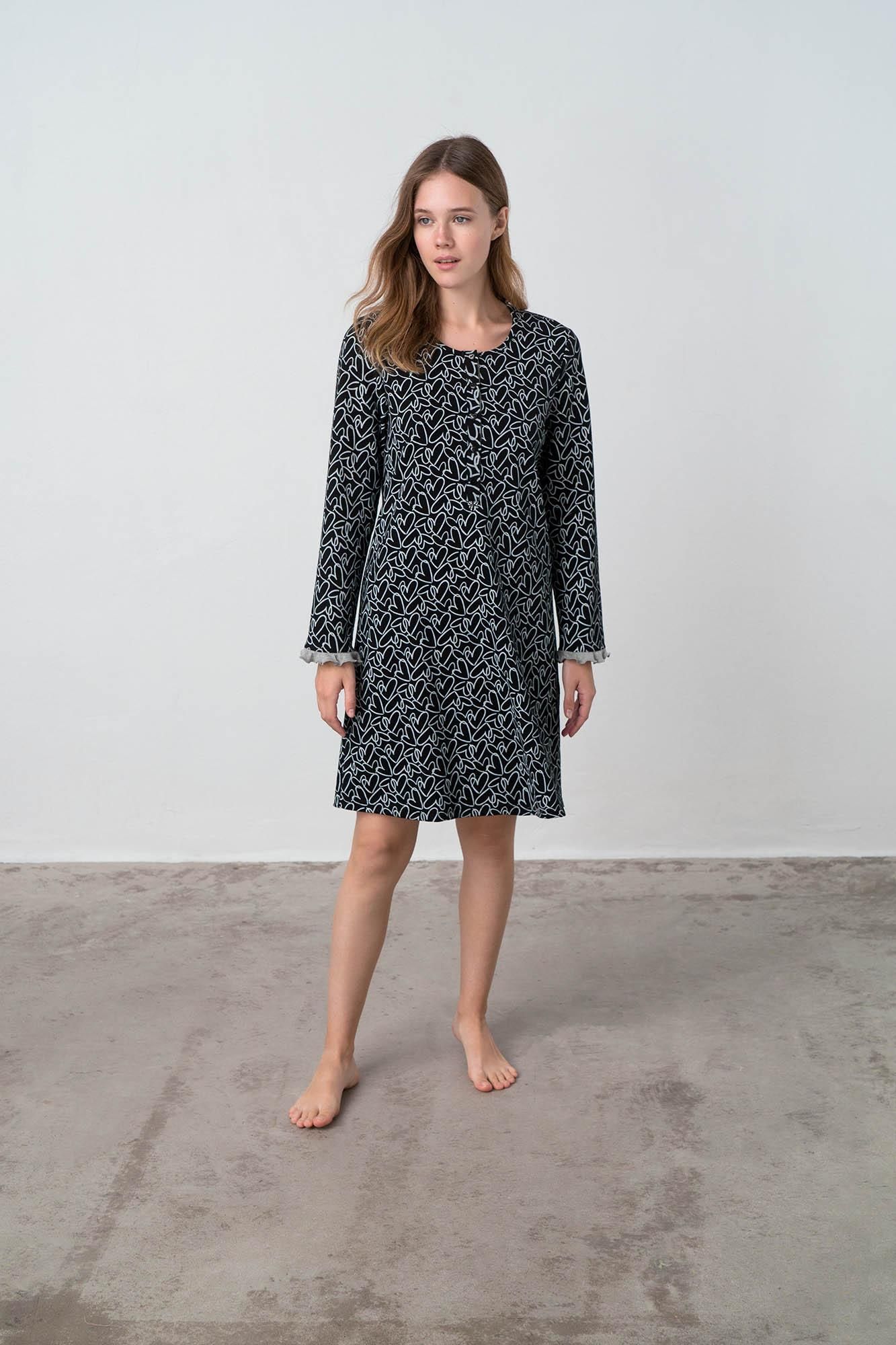 Printed Nightgown with Buttons