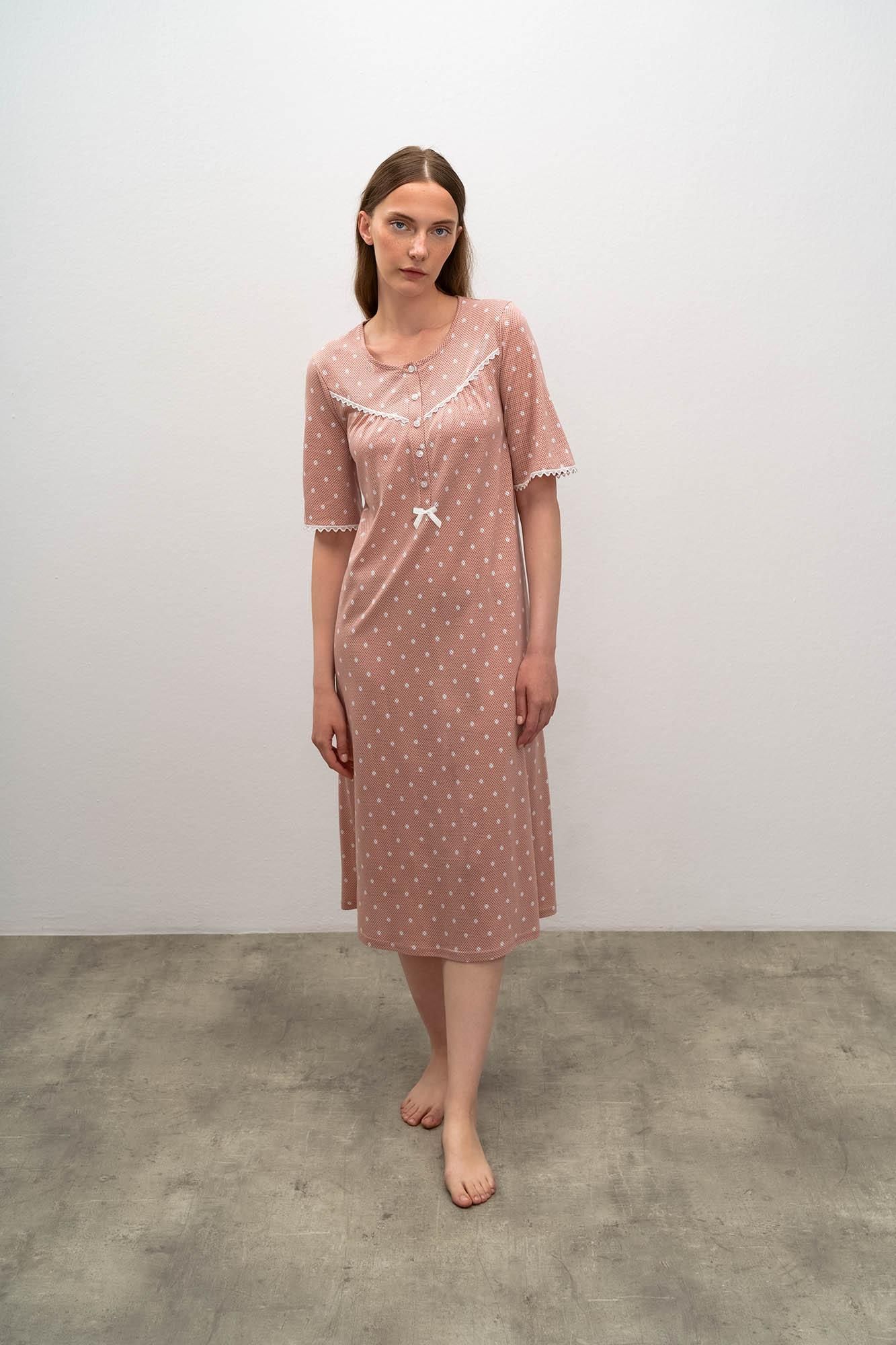 Polka Dot  Nightgown with Buttons