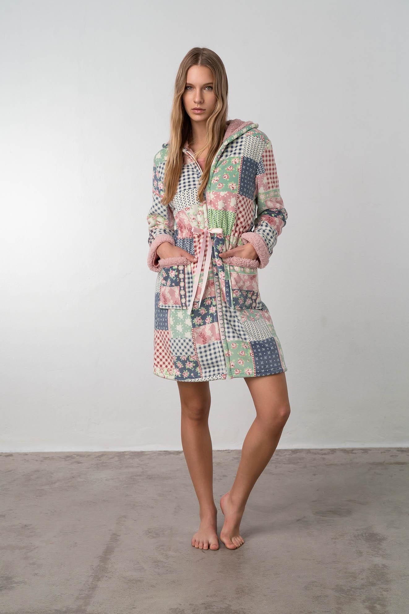 Printed Robe with Zipper