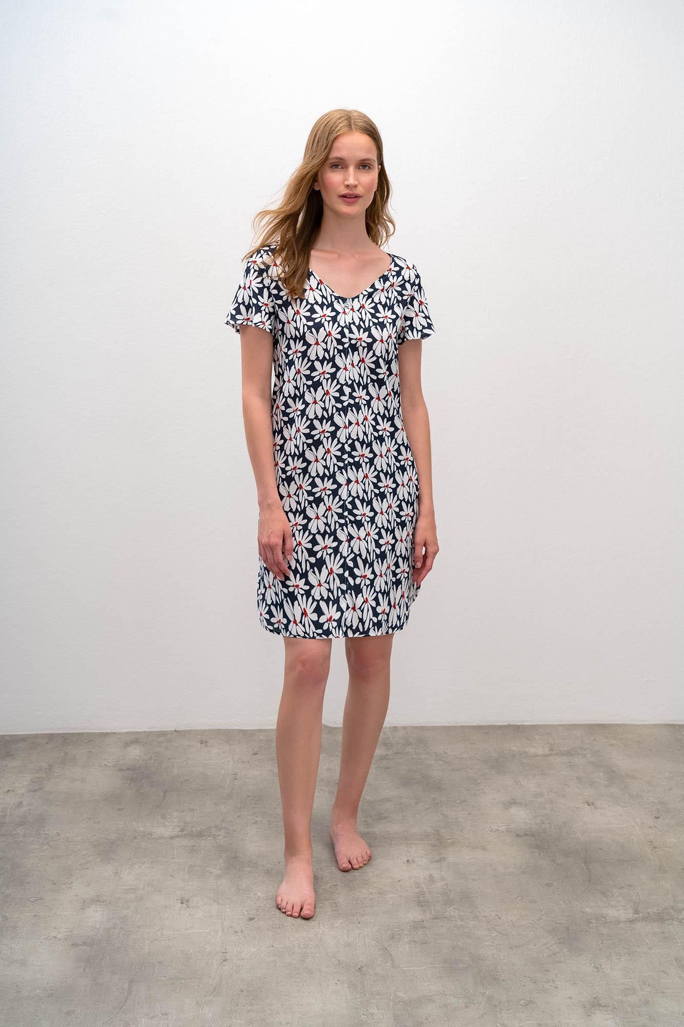 Short Sleeve Floral Nightgown