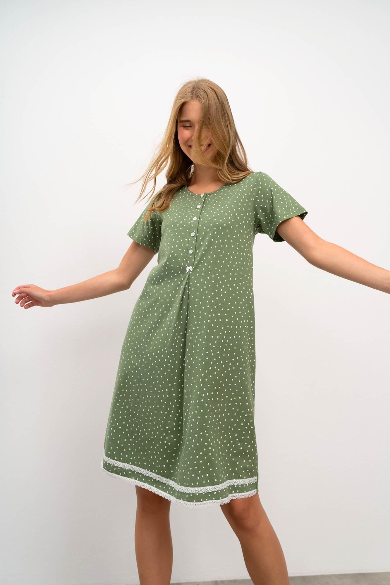 Short Sleeve Nightgown with Placket
