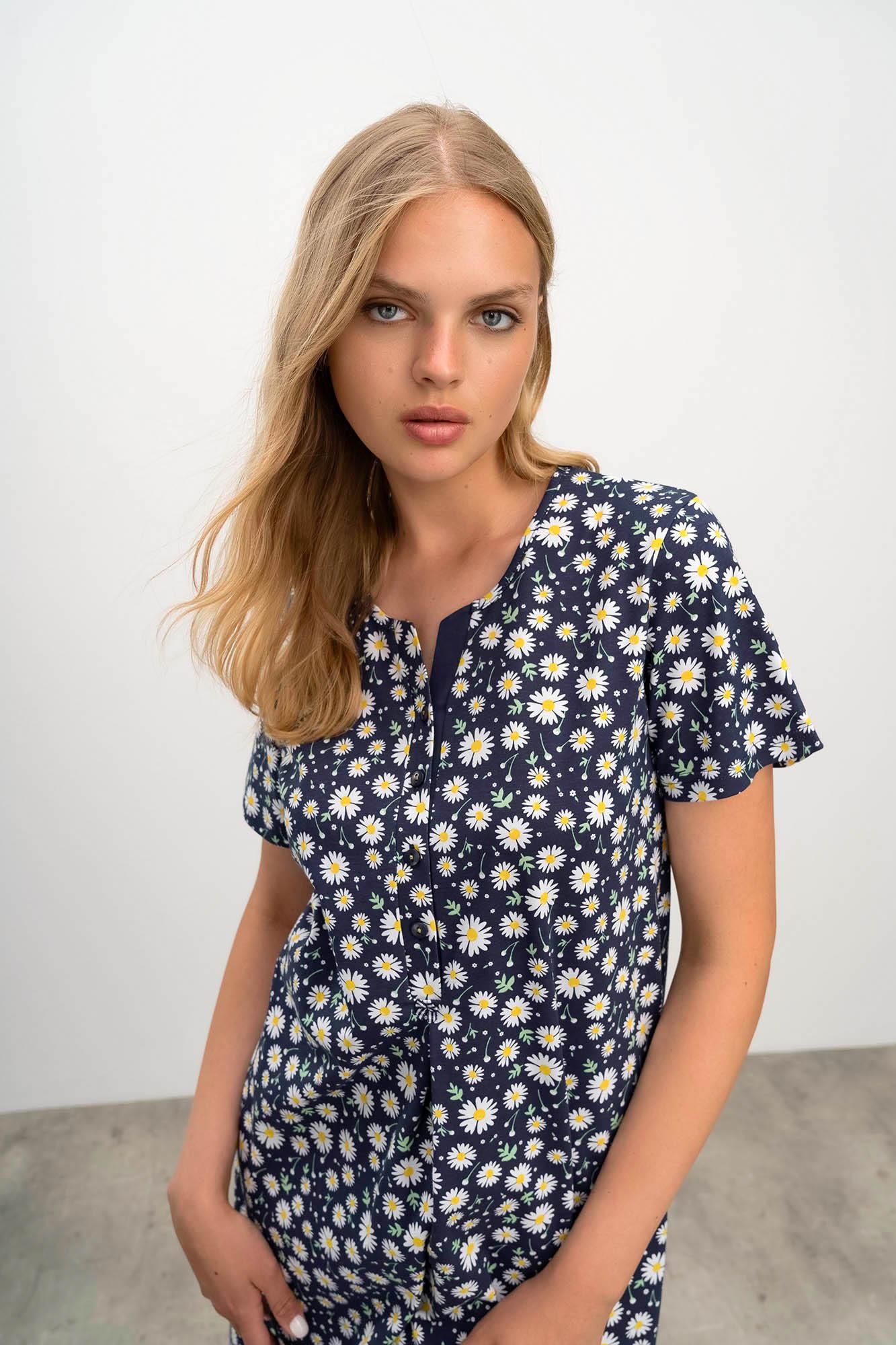 Short Sleeve Nightgown  with Buttons