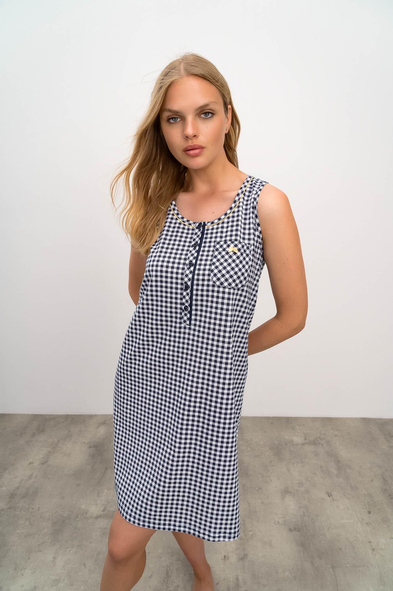 Sleeveless Nightgown  with Placket