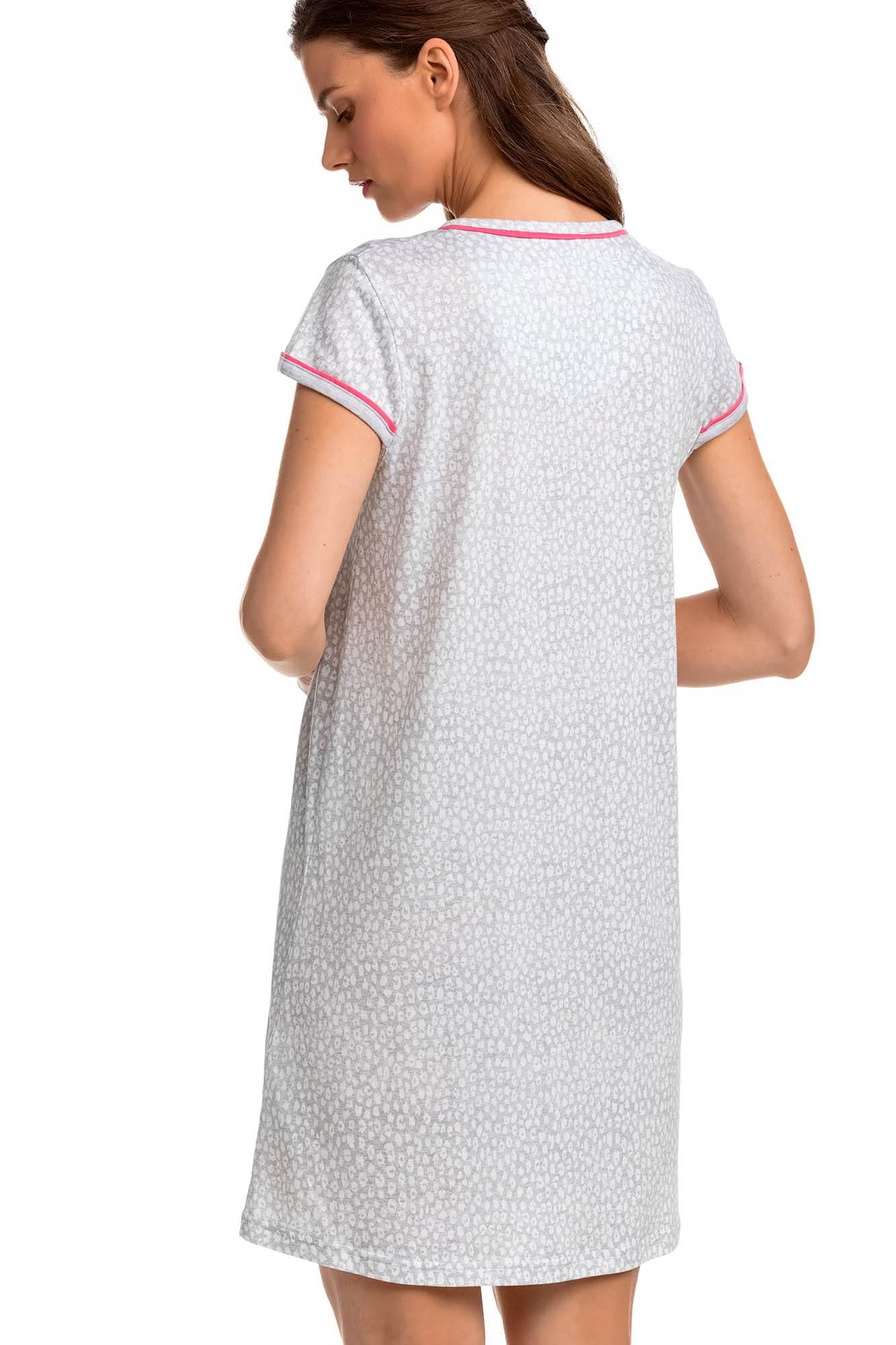 Print Nightgown with Button Placket