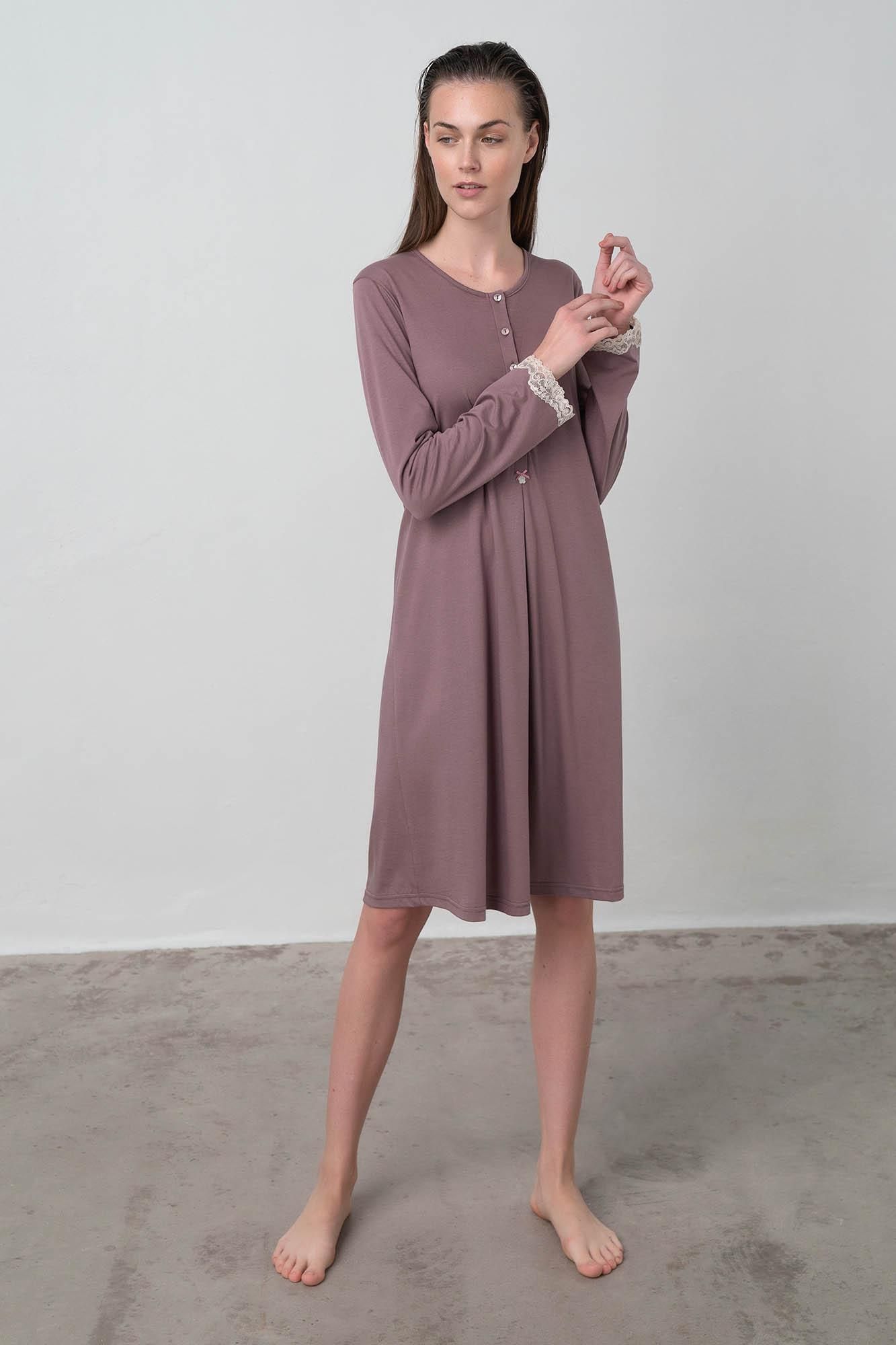 Plain Nightgown with Button Placket
