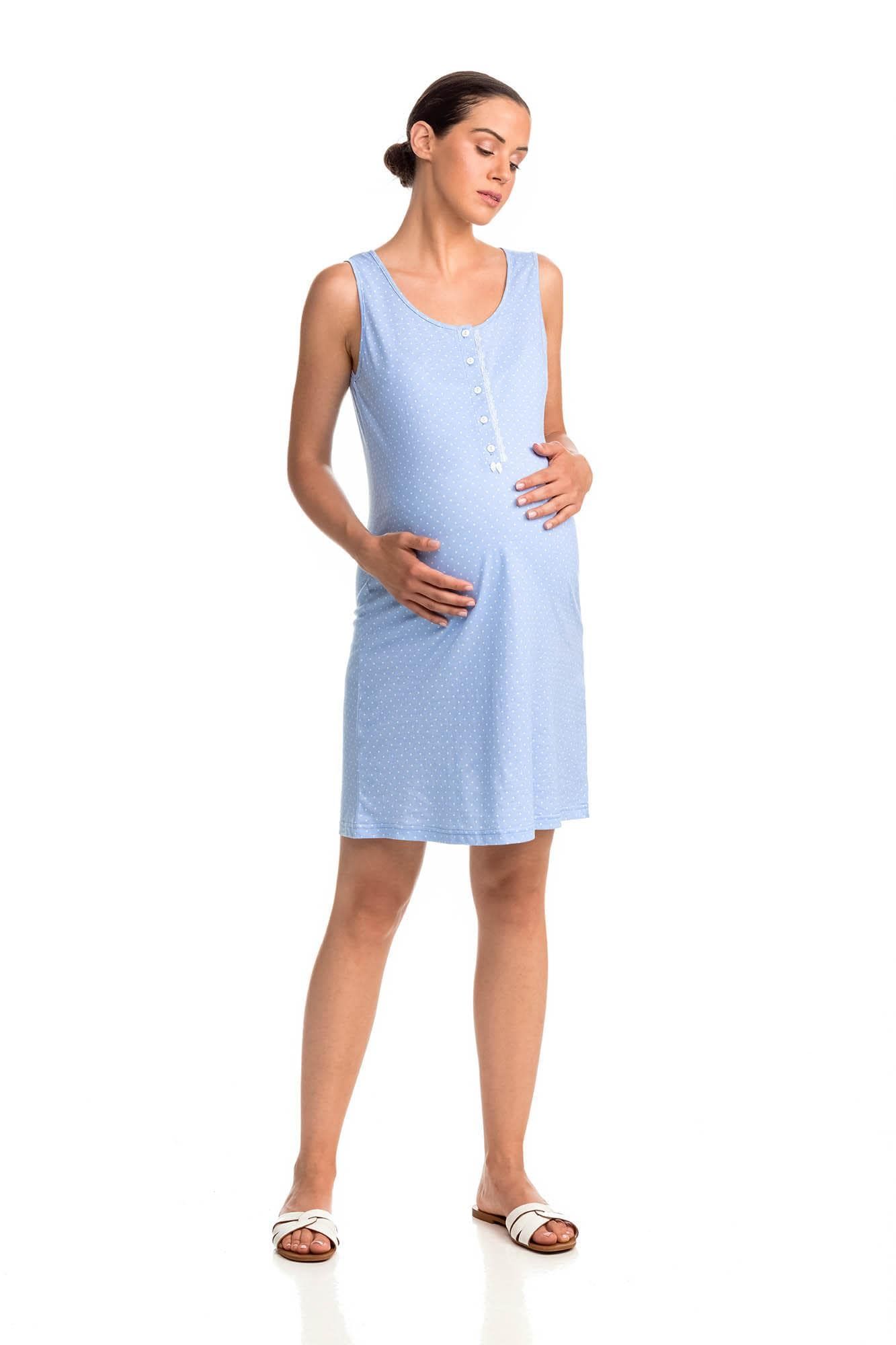 Sleeveless Polka Dot Nightgown with Buttons