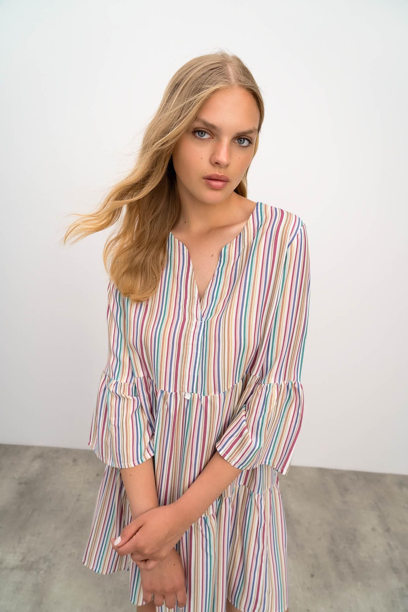 Printed Nightgown with Stripes