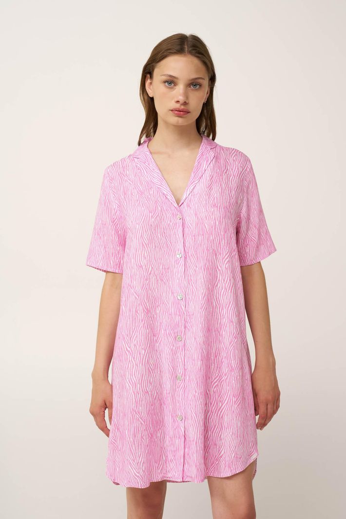 Viscose Poplin Buttoned Nightgown