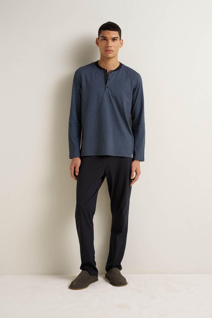 Men's Cotton Pyjamas with Button Placket