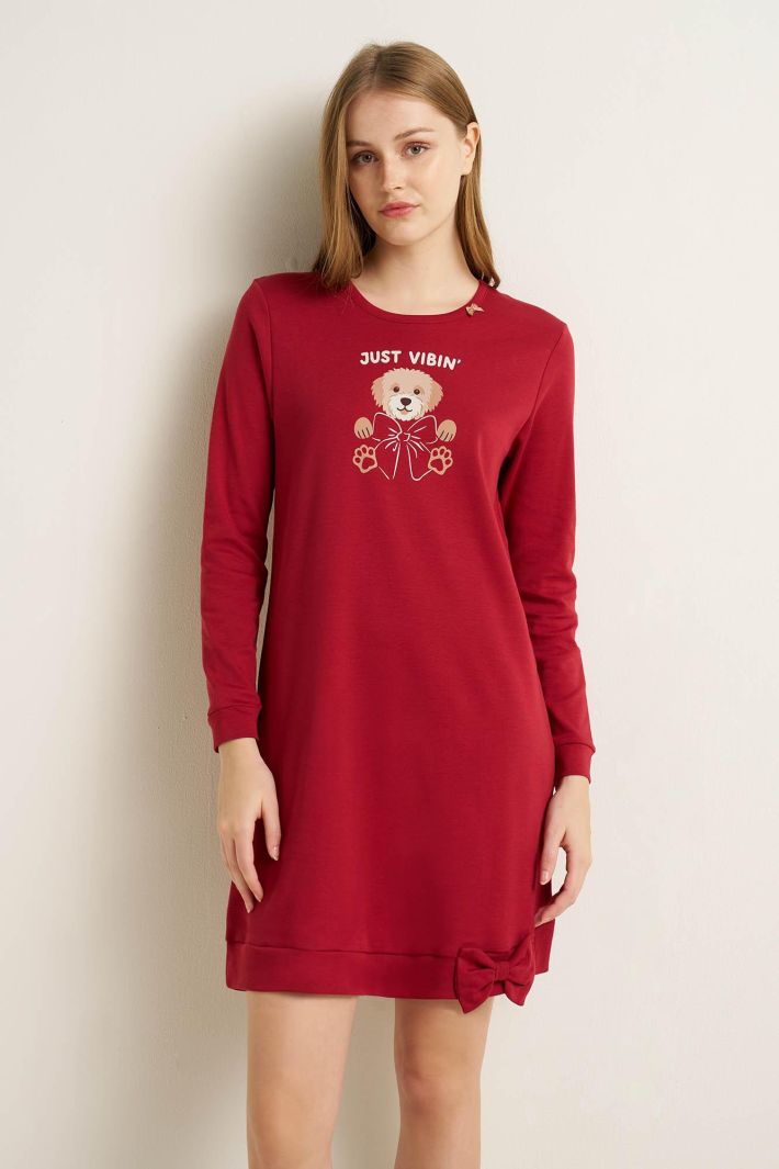 Cotton Nightgown with Long Sleeves