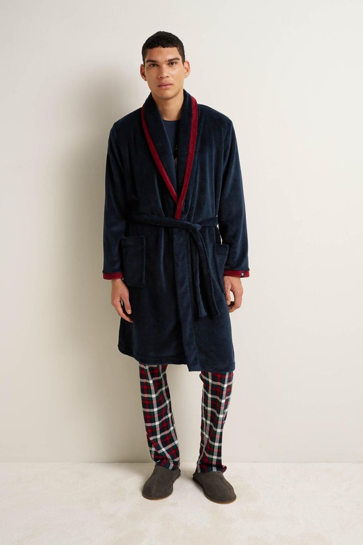 Men's Fleece Long Crossed Robe