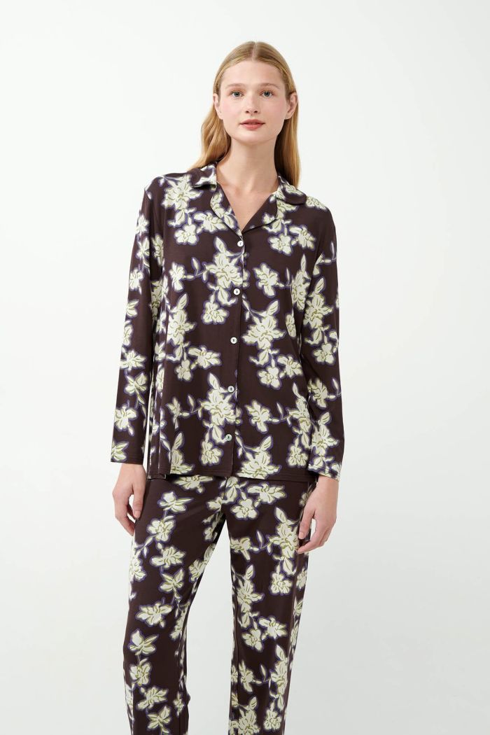 Pijama cu buton floral