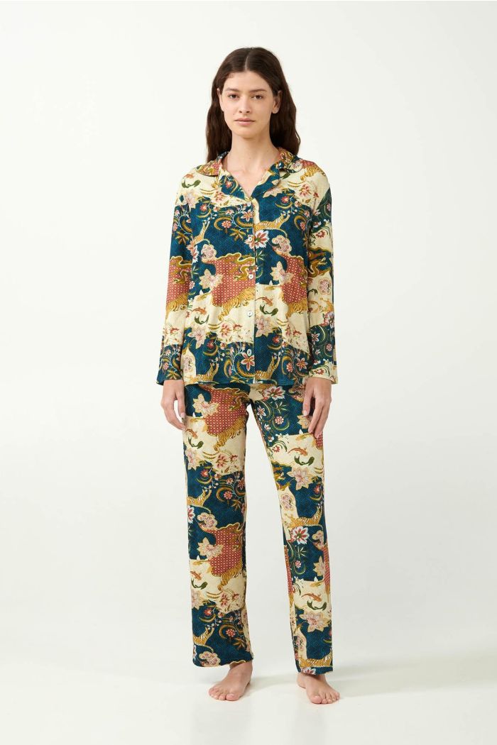 Japanese Floral Buttoned Pyjamas