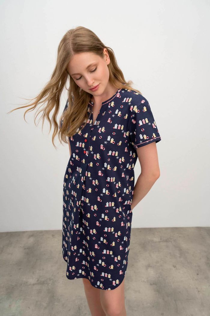 Short Sleeve Printed Nightgown