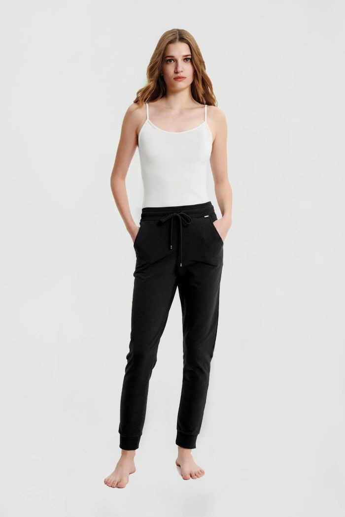 Plain High Weist pantaloni fleece cu buzunare