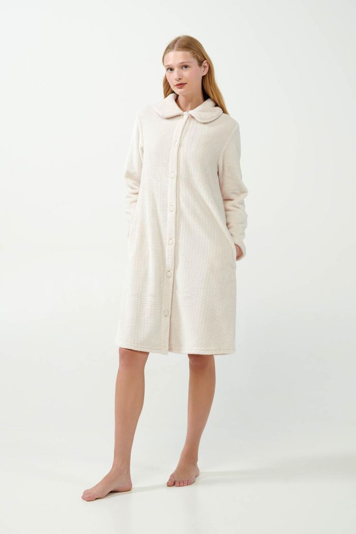 Beige Flannel Fleece Robe