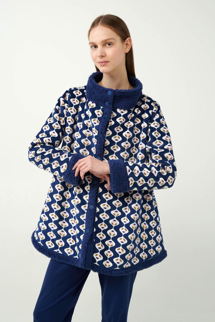 Country Calico Print Buttoned Down Robe