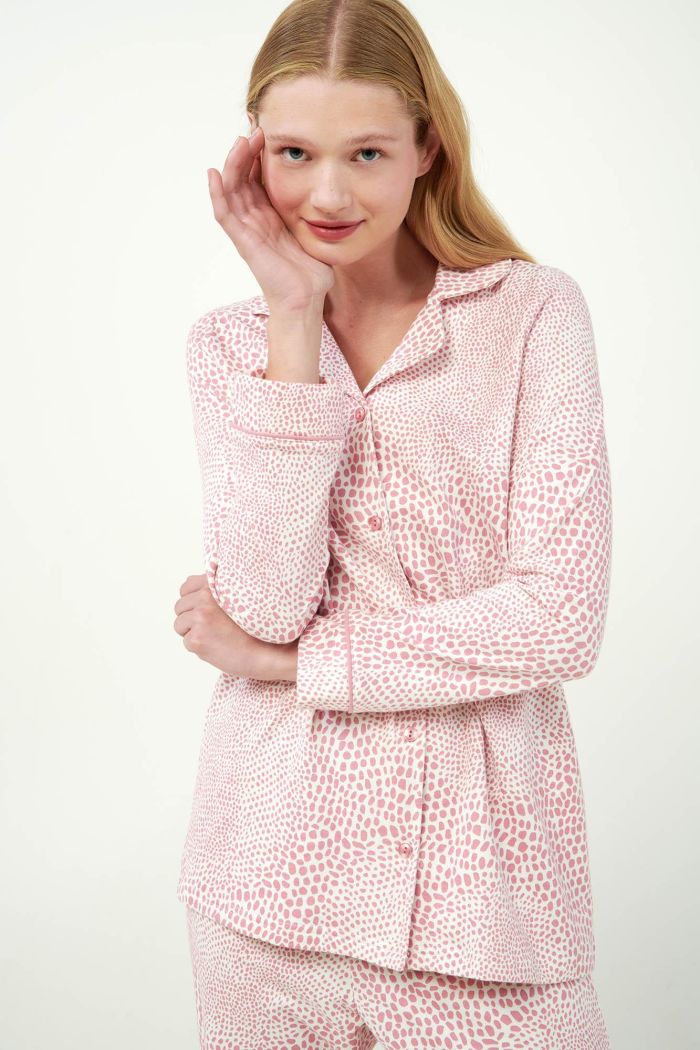 Pink Leopard Print Button Down Pyjamas