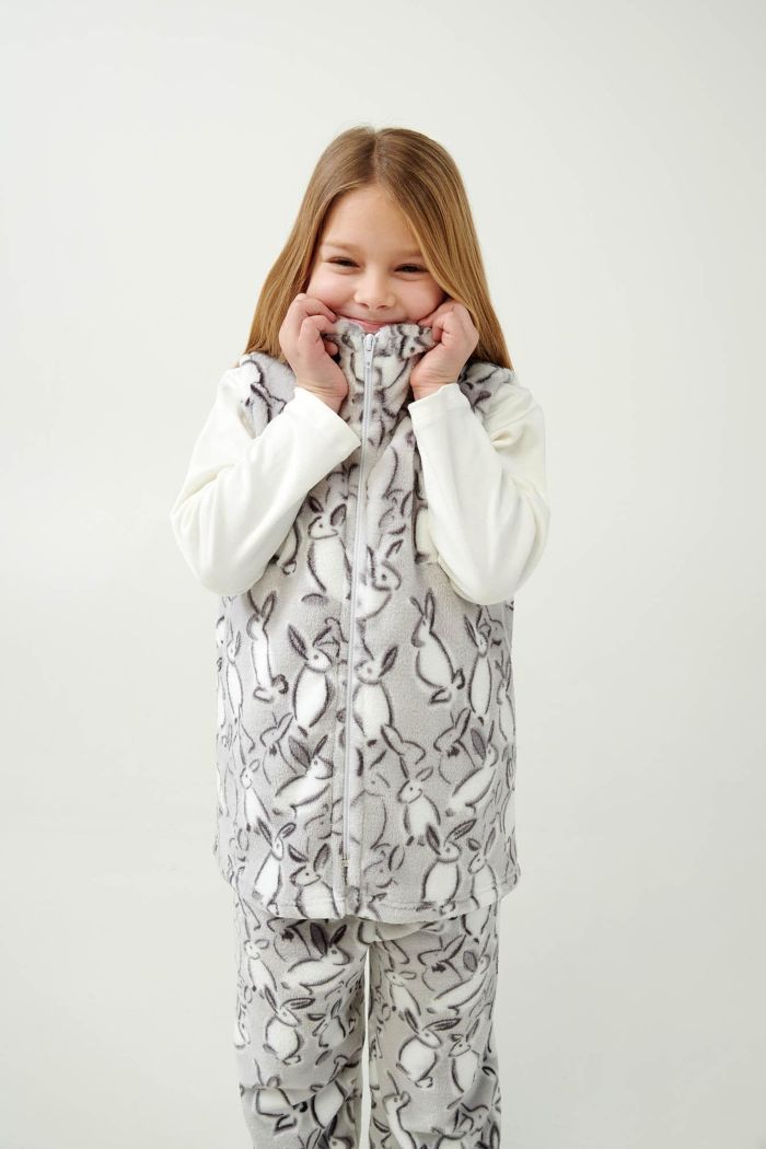 Kinderjacke mit Hasenprint aus Fleece