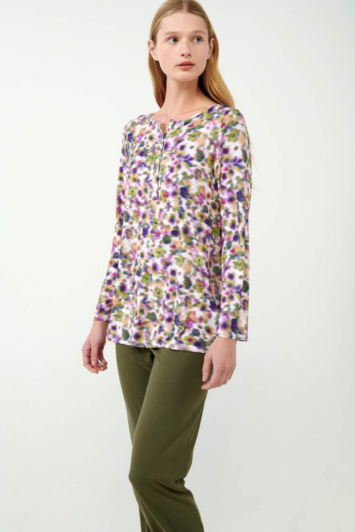 Micromodal Floral Pyjamas with Button Placket