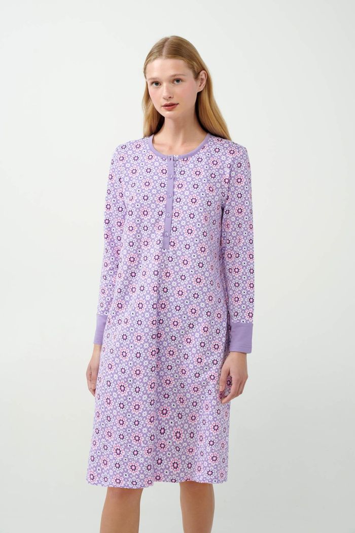 Lilac Cotton Fleece Nightgown