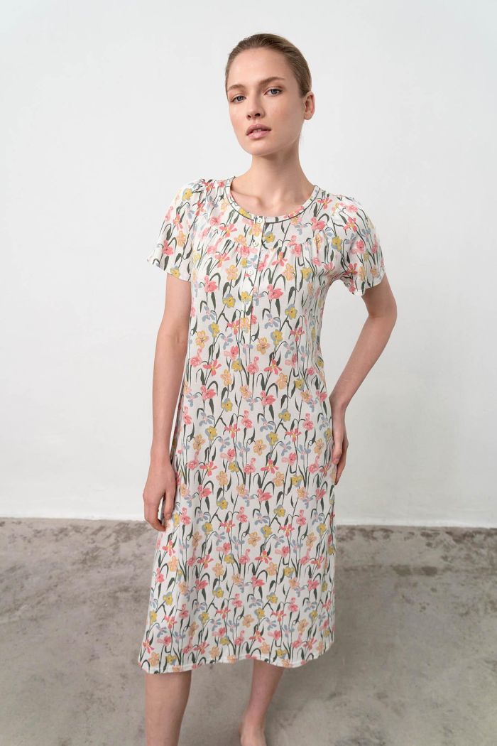 Nightgown with Button Placket