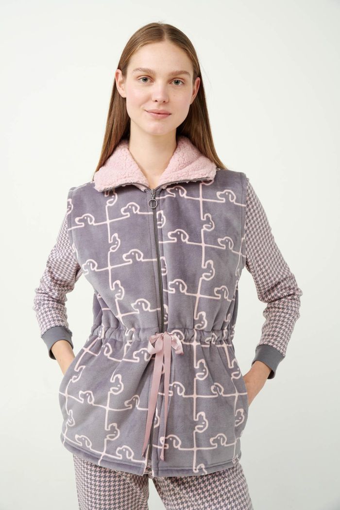 Jacket with Woof Dog Puzzle Print