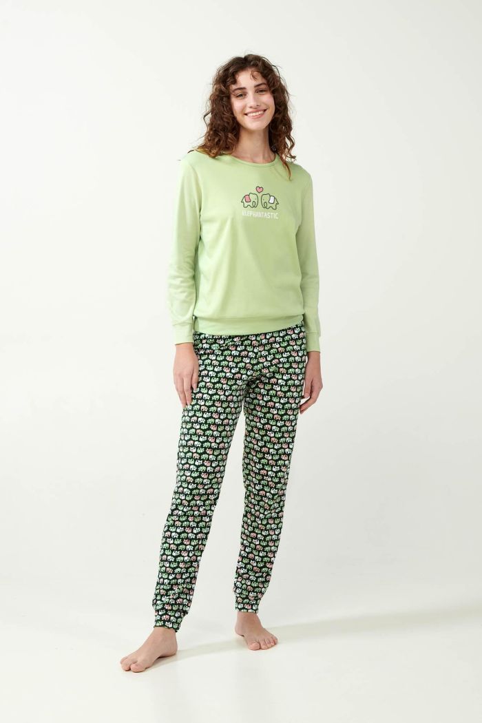 Emerald Elephant Print Pyjamas