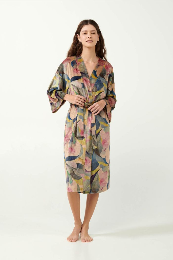 Vibrierende Protea Floral Samt Robe