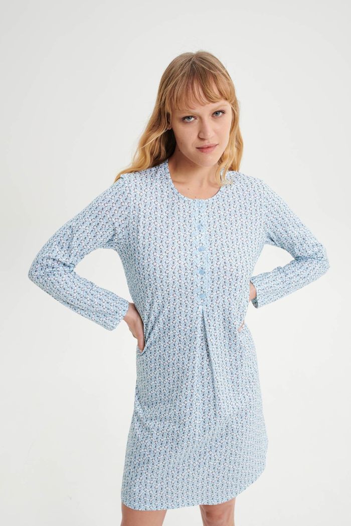 Nightgown with Button Placket